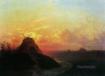イワン・コンスタンティノヴィチ・アイヴァゾフスキー Painting - 野原の日没 1861 ロマンチックなイワン・アイヴァゾフスキー ロシア